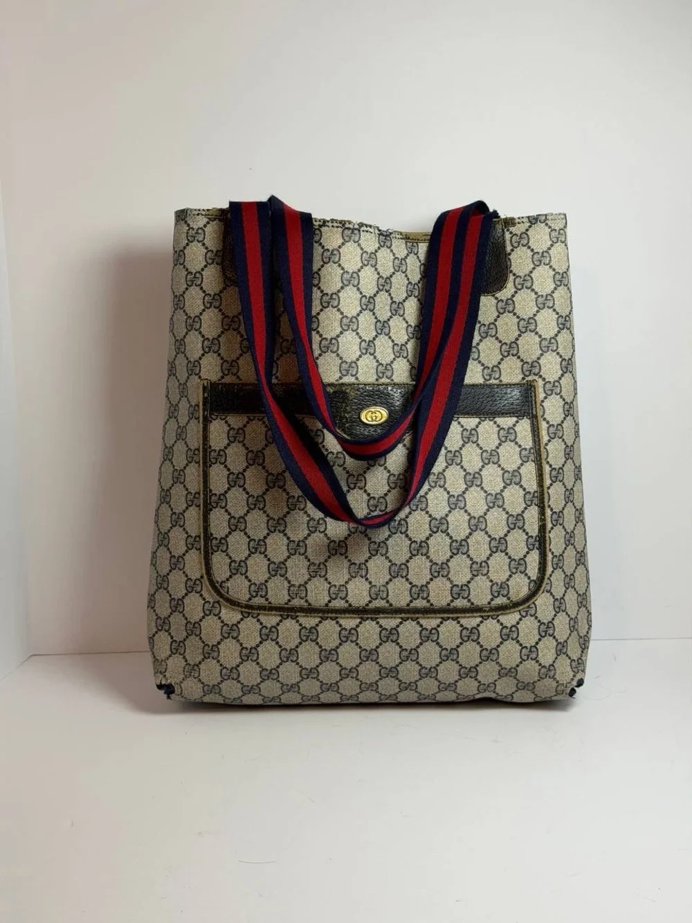 Vintage Gucci GG Supreme Sherry Line Canvas Tote Bag Project - Picture 1 of 14